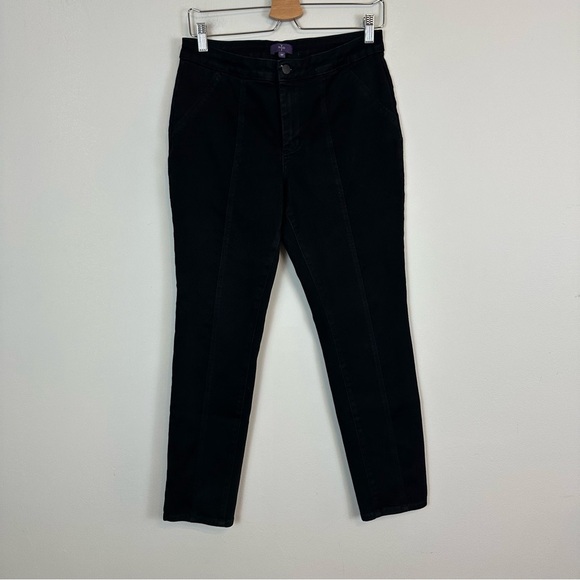 NYJD | Black Seamed Skinny Fit Pants Size 8P Petite - Picture 1 of 6
